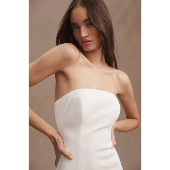 Watters Strapless Ballad Crepe Mini Dress White - Picture 4 of 10